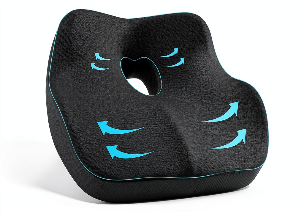 WANTELL memory foam car seat cushion placed on a car seat